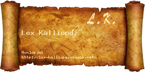 Lex Kalliopé névjegykártya